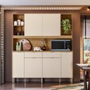Ver imagem 7 de Cozinha Compacta 6 Portas 2 Gavetas 179,6 cm Botanika Marrom Freijó/Soft Bege