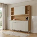 Ver imagem 1 de Cozinha Compacta 6 Portas 2 Gavetas 179,6 cm Botanika Marrom Freijó/Soft Bege