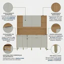 Ver imagem 4 de Cozinha Compacta 6 Portas 2 Gavetas 179,6 cm Botanika Marrom Freijó/Soft Bege
