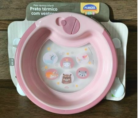 Kit Refeição Bebê Infantil Prato Térmico Ventosa Copo Mágico 360º e Potes Bichinhos Petit - 3