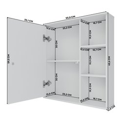 Espelheira para Banheiro 1 Porta 3 Prateleiras Treviso Mgm Móveis - 3 Espelheira para Banheiro 1 Porta 3 Prateleiras Treviso Mgm Móveis - 3