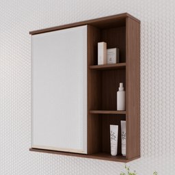 Espelheira para Banheiro 1 Porta 3 Prateleiras Treviso Mgm Móveis - 1 Espelheira para Banheiro 1 Porta 3 Prateleiras Treviso Mgm Móveis - 1