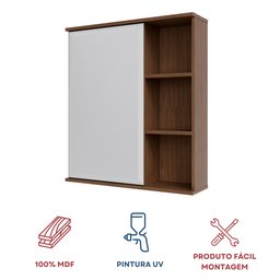 Espelheira para Banheiro 1 Porta 3 Prateleiras Treviso Mgm Móveis - 5 Espelheira para Banheiro 1 Porta 3 Prateleiras Treviso Mgm Móveis - 5