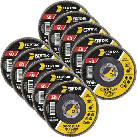 Disco Lixa Flap 115mm Grão 40 Madeira Aço Desbaste | 10 Un