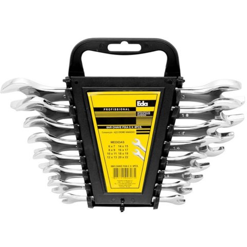 Jogo de Chaves Fixas Crv 6-22mm Bandeja com 8 Peças - 8ar - Eda