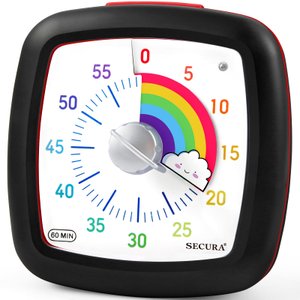 Secura Timer Visual de 60 Minutos Silencioso para Crianças e Adultos (preto)
