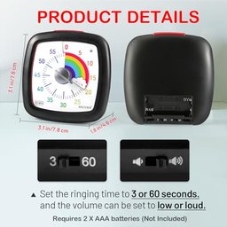 Secura Timer Visual de 60 Minutos Silencioso para Crianças e Adultos (preto) - 7
