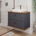 Ver imagem 1 de Gabinete Suspenso com Cuba 80,3cm x 69cm Poli Espresso Móveis Cinza/Titanium