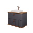 Ver imagem 2 de Gabinete Suspenso com Cuba 80,3cm x 69cm Poli Espresso Móveis Cinza/Titanium