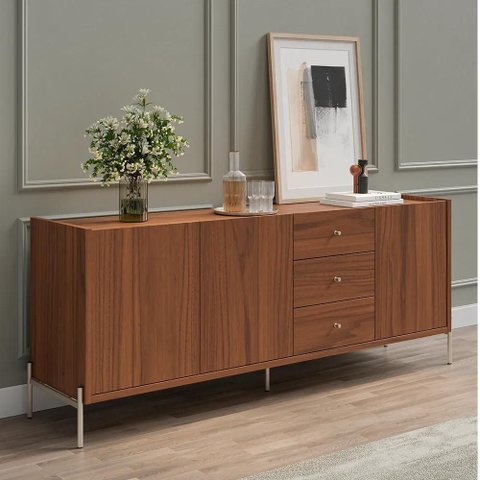 Buffet 3 Portas 3 Gavetas Jasper 184 cm - Canella c/ Champanhe