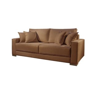 Sofá 3 Lugares Fixo Living Marrocos Linho Terracota 2,4m Mk