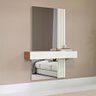 Aparador com Espelho 110cm e Ripado Mdf Dalla Costa Casa Lar Cor:freijó com Off White - 1