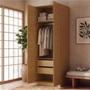 Ver imagem 2 de Guarda Roupa Planejado 2 Portas Ripadas 80cm Samambaia CabeCasa MadeiraOriginals Marrom/Carvalho