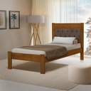 Ver imagem 2 de Cama de Solteiro Viena com Cabeceira Captonê Veludo Marrom Madeira Castanho