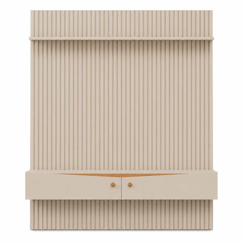Painel para TV 65 a 85 pol Riso com Nicho Ripado JCM 2,18x1,82m - Off White | Cinamomo