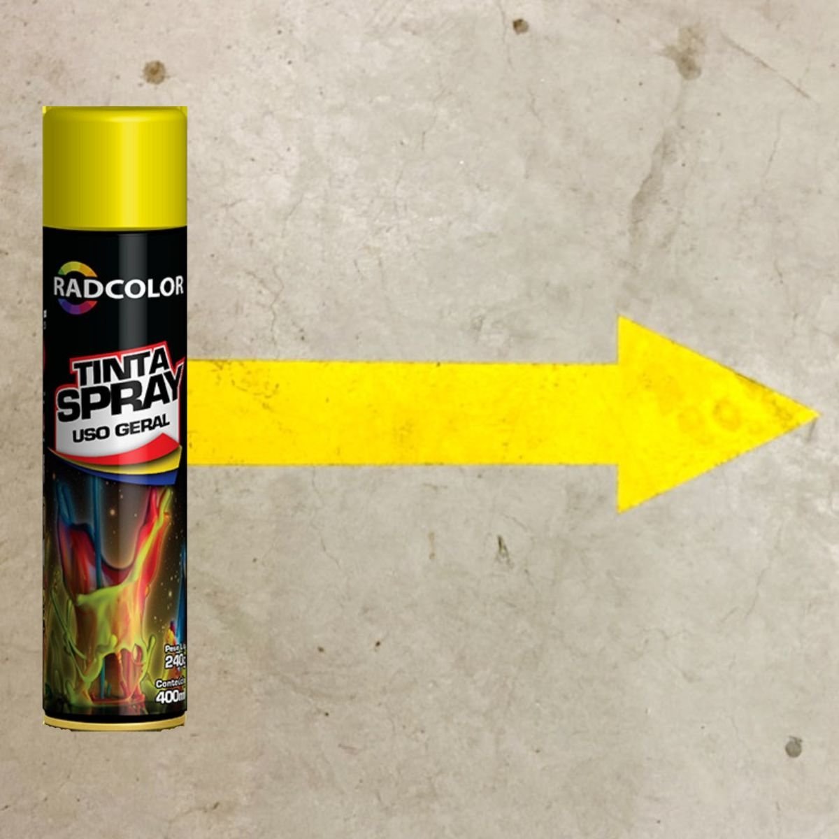 Kit 6 Tinta Spray Uso Geral Amarelo Brilhante Radcolor 400ml - 8
