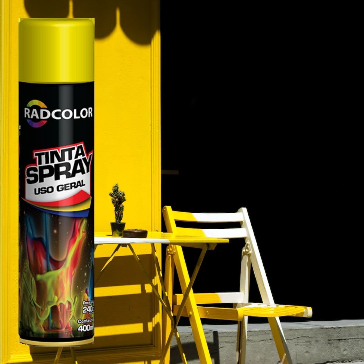 Kit 6 Tinta Spray Uso Geral Amarelo Brilhante Radcolor 400ml - 6