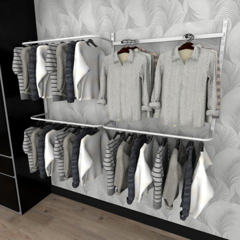 Arara de Roupas Closet Quarto com 9 Peças Cremalheira 200x100 Cm Cor Branco Modelo Clst1p131
