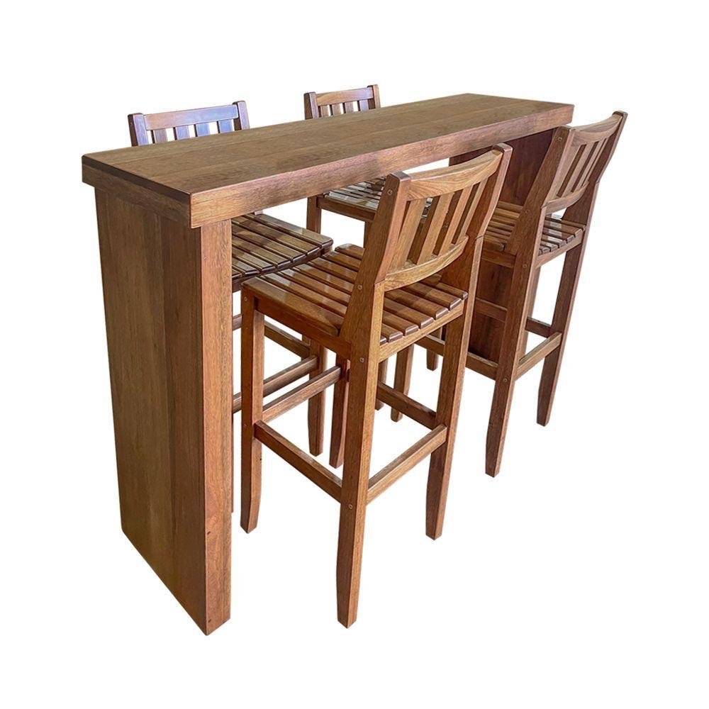 Conjunto Bancada Balcão em U Gourmet com 4 Banquetas Madeira Maciça ...