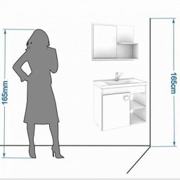 Gabinete de Banheiro Cuba e Espelheira 1 Porta 2 Prateleiras Lótus MGM Móveis - 5