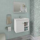 Ver imagem 1 de Gabinete de Banheiro Cuba e Espelheira 1 Porta 2 Prateleiras Lótus MGM Móveis