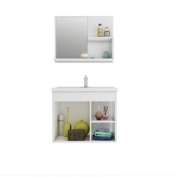 Gabinete de Banheiro Cuba e Espelheira 1 Porta 2 Prateleiras Lótus MGM Móveis - 2