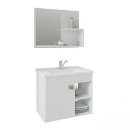 Gabinete de Banheiro Cuba e Espelheira 1 Porta 2 Prateleiras Lótus MGM Móveis - 6