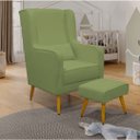 Ver imagem 1 de Poltrona de Amamentação Pé Palito Eduarda com Puff Boucle Verde - Lg Decor Baby
