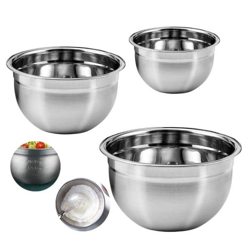 Jogo Tigelas Mixing Bowl Aço Inox Multiuso 18-22-26 Cm 3 Pçs