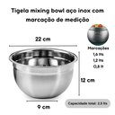 Ver imagem 7 de Jogo Tigelas Mixing Bowl Aço Inox Multiuso 18-22-26 Cm 3 Pçs