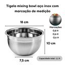 Ver imagem 6 de Jogo Tigelas Mixing Bowl Aço Inox Multiuso 18-22-26 Cm 3 Pçs