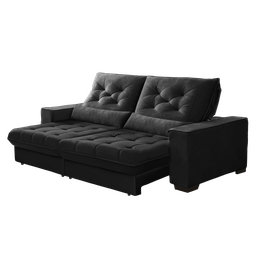 Sofá Retrátil e Reclinável 2,10 Suede Pillow Top Preto Juliette Sofá Casa - 1