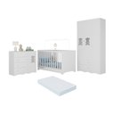 Ver imagem 1 de Quarto de Bebê Completo com Berço Americano 3 em 1 Colchão Doçura Multimóveis Mp4670 Branco
