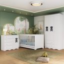 Ver imagem 2 de Quarto de Bebê Completo com Berço Americano 3 em 1 Colchão Doçura Multimóveis Mp4670 Branco
