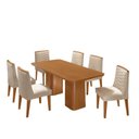 Ver imagem 2 de Conjunto Sala de Jantar Mesa Tampo MDF 6 Cadeiras Sakura Marrom/Creme/Marromle/Off White