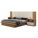 Ver imagem 2 de Cama King com Cabeceira 345cm e 2 Mesas MDF Off White Dalla Costa Móveis