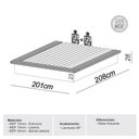 Ver imagem 3 de Cama King com Cabeceira 345cm e 2 Mesas MDF Off White Dalla Costa Móveis
