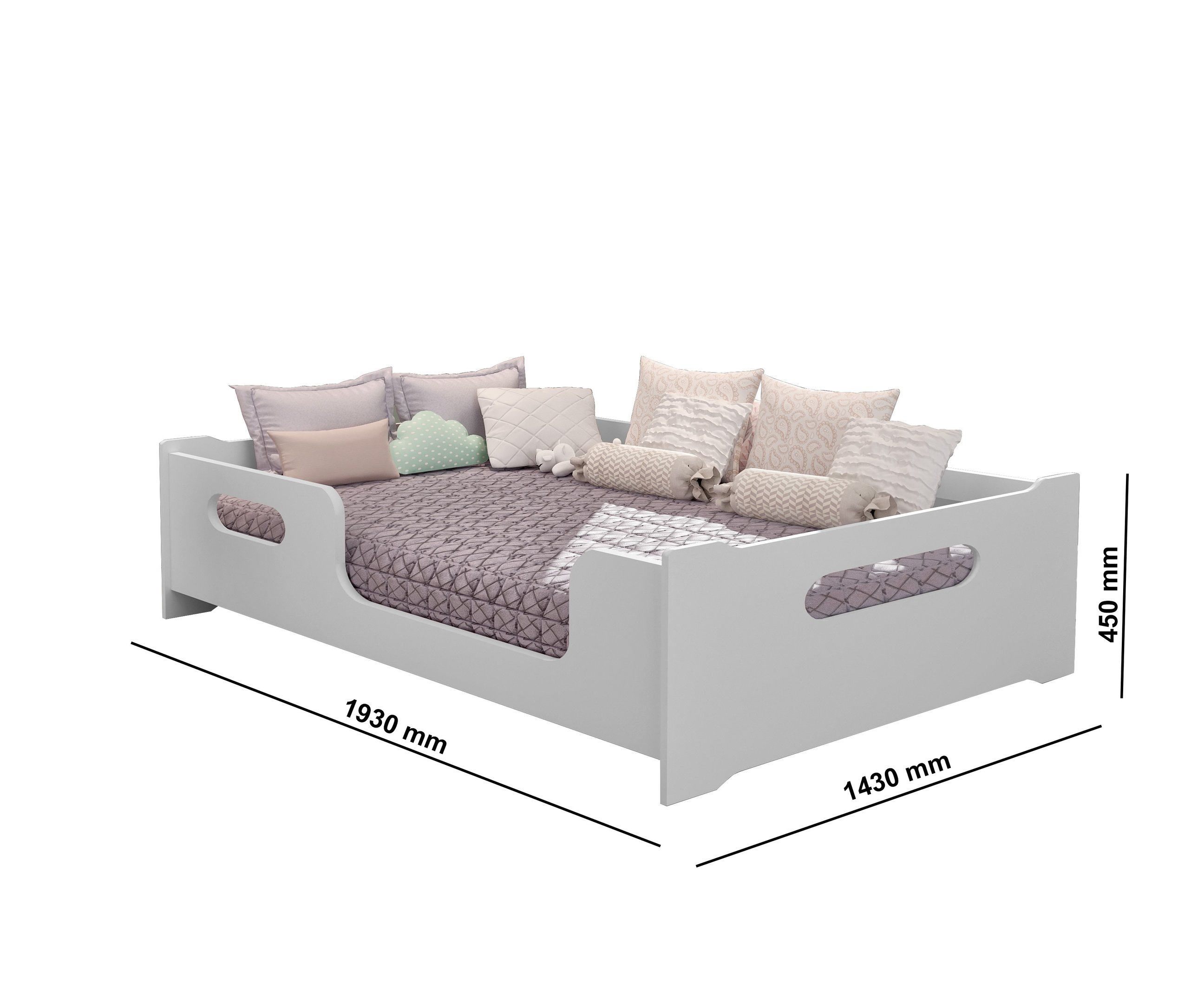 Cama Casal Montessoriana com Grade de Proteção Estilo Moderna Premium Criança Cor Branco - 5