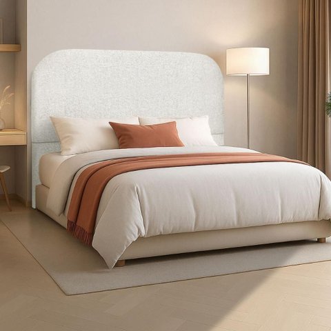 Cabeceira Cama King 195 Cm Estofada Revestida em Bouclé Orgânica