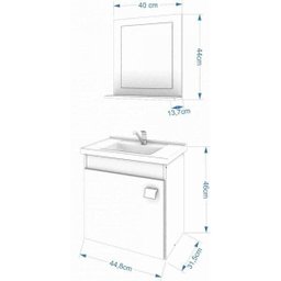Gabinete para Banheiro com Cuba e Espelheira 1 Porta 1 Prateleira Iris Branco - 3 Gabinete para Banheiro com Cuba e Espelheira 1 Porta 1 Prateleira Iris Branco - 3