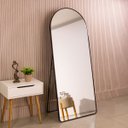 Ver imagem 4 de Espelho Grande Oval C/ Base Reta Moldura Alumínio Preta Corpo Inteiro 150x60cm Suporte Chão e Parede