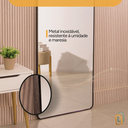 Ver mais imagens de Espelho Grande Oval C/ Base Reta Moldura Alumínio Preta Corpo Inteiro 150x60cm Suporte Chão e Parede