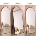 Ver imagem 5 de Espelho Grande Oval C/ Base Reta Moldura Alumínio Preta Corpo Inteiro 150x60cm Suporte Chão e Parede