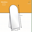Ver imagem 3 de Espelho Grande Oval C/ Base Reta Moldura Alumínio Preta Corpo Inteiro 150x60cm Suporte Chão e Parede