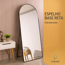 Ver imagem 7 de Espelho Grande Oval C/ Base Reta Moldura Alumínio Preta Corpo Inteiro 150x60cm Suporte Chão e Parede