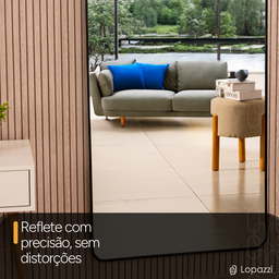 Espelho Grande Oval C/ Base Reta Moldura Alumínio Preta Corpo Inteiro 150x60cm Suporte Chão e Parede - 10