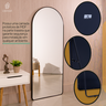 Espelho Grande Oval C/ Base Reta Moldura Alumínio Preta Corpo Inteiro 150x60cm Suporte Chão e Parede - 9