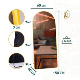 Espelho Grande Oval com Base Reta Corpo Inteiro 150 X 60 Cm - 7
