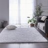 Tapete Saturs Shaggy Pelo Alto Branco  - 50 x 100 cm Tapete para Sala e Quarto - 4