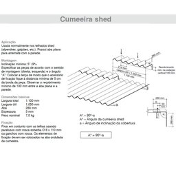 Cumeeira Shed de Fibrocimento Direita 80 1,10 Metros Cinza Eternit - 2